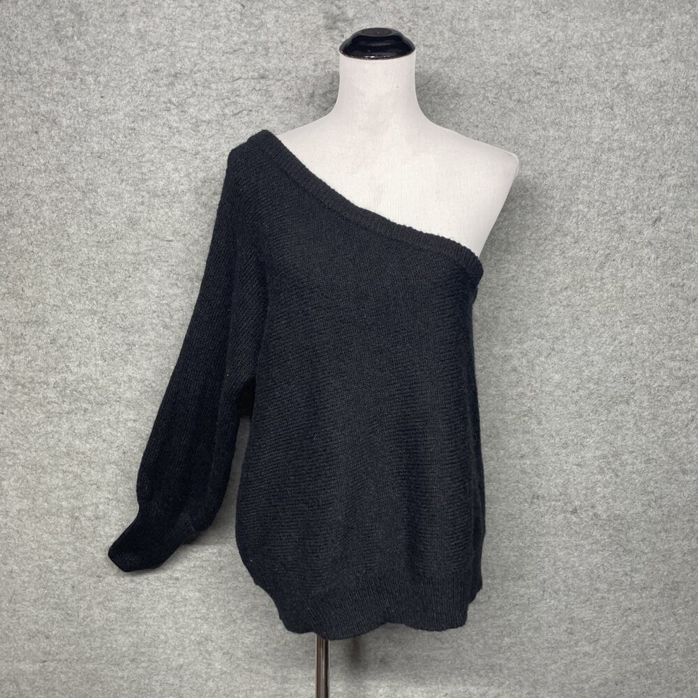 Lilly Pulitzer Womens XL Black One Shoulder Asymmetrical Sweater Wool Blend Top